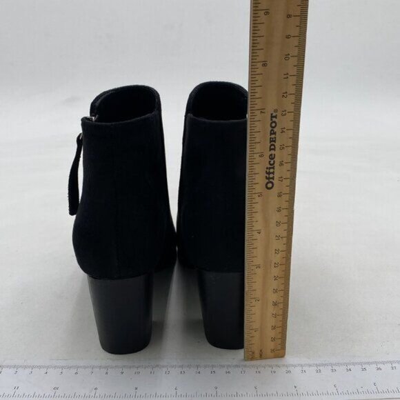 Black Chunky Heel Boots Side Zipper Closed Round Toe Ankle Booties Shoes - Picture 5 of 8